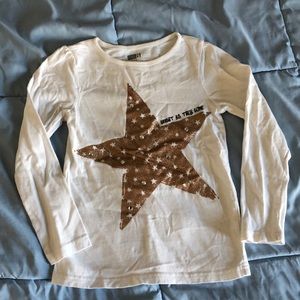 Crazy 8 Shirt Girls Size Medium 7/8 Off White Glitter Star Long Sleeve Top